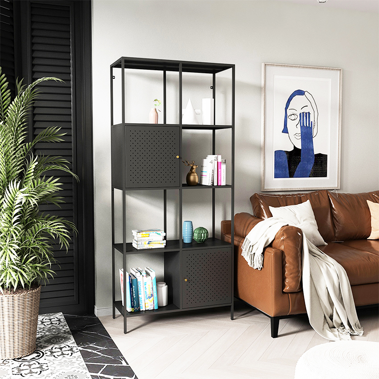 Estante de Acero con Mueble,Fábrica de Muebles de Metal,Estante de Exhibición de Acero con Puerta,Solución de Almacenamiento para Oficina en Casa,Fabricación de metal OEM,Fábrica certificada por BSCI